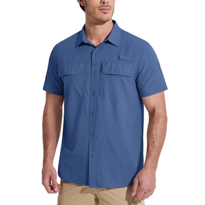 Camisa de Pesca Táctica de Verano con Logotipo Personalizado OEM, Secado Rápido, Transpirable, 100% Poliéster, Manga Corta, Estilo Cargo - Product Image 4