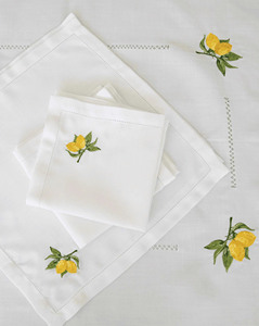 Wholesale Customized Hemstitch Modern Multi-Shape <b>Tablecloth</b> Poly/Linen Blend Embroidered Lemon Durable Washable Full Sizes - Product Image 3