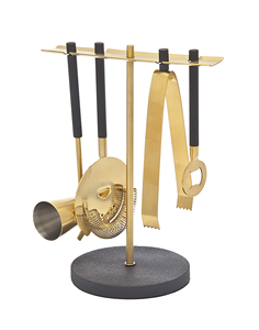 Nouvel arrivage : Ensemble d'outils de bar en laiton, 4 pièces, style antique, avec support en marbre blanc – Article très demandé et très vendu - Product Image 3