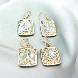 Wholesale Minimalist Bohemian Gold Plated Hoop Earrings Lightweight Alloy Natural Stone Inlay Indian Manufacturer Factory Price - Product Image 1
