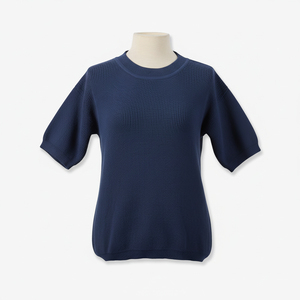 CRAZIGOODS - Top de Punto Casual para Mujer, Cuello Redondo, Color Sólido, 100% Acrílico, Manga Corta, Antiarrugas, Delgado, para Todas las Temporadas - Product Image 5