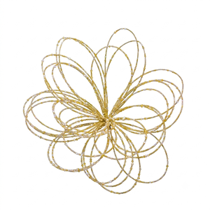 Spray décoratif pour sapin de Noël en forme de fleur avec perles dorées - Product Image 4