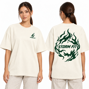 <b>Women's</b> <b>Cream</b> Oversized <b>T</b>-<b>Shirt</b> Crew Neck Short Sleeve Streetwear Casual Loose Fit 100% Cotton Jersey Breathable Quick Dry - Product Image 1