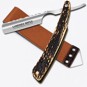 Navaja de Afeitar Recta Vintage Luminex Impex con Mango de Concha de Abulón y Acero al Carbono, Lista para Usar en Barberías y Salones - Product Image 2
