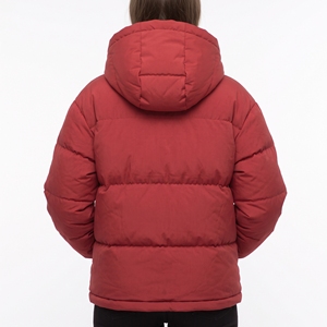 Women's Red <b>Quilted</b> Puffer Jacket Hooded Winter Coat Full Sleeve <b>Thick</b> Polyester Wadding Regular Fit Solid Color - Product Image 5