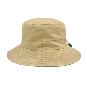 Unisex Khaki Canvas Bucket Hat Adjustable Head Circumference Outdoor Casual Style Spring Summer Adult Wear - Product Image 3