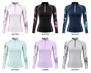 Camiseta de Manga Larga para Mujer, Protección UV, Blanca con Estampado Floral Rosa, Transpirable, de Spandex y Poliéster, para Natación - Product Image 6