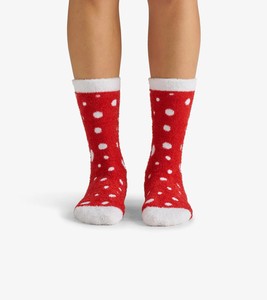 Men's Red Polka Dot Crew Socks Thick Knitted Winter Thermal Daily Wear - Product Image 3