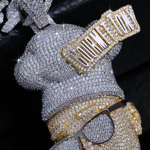 Joyería fina personalizada de lujo IGI certificado colgante Hip Hop 925 Plata Vvs diamante nombre helado tallado a mano chapado en oro rosa - Product Image 1