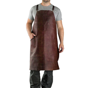 HARAZ INTERNATIONAL Tablier de travail unisexe en cuir véritable, taille réglable, plusieurs poches, résistant à l'abrasion, détection des aiguilles - Product Image 3