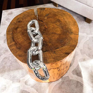 Mosaico de espejo de moda y eslabones de resina con vetas de madera natural para decoración moderna de paredes interiores y adornos de mesa. - Product Image 1