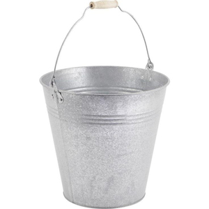 Seau en métal galvanisé au design vintage avec poignée pour la décoration de la ferme, pot de jardin, bac de rangement ou récipient décoratif - Product Image 4