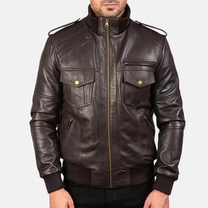 <b>Men's</b> Genuine <b>Leather</b> <b>Jacket</b> Stand Collar Zipper Closure Black <b>Leather</b> Premium quality Heated Windproof <b>Leather</b> <b>Jacket</b> 2027 - Product Image 2