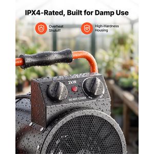 Greenhouse <b>Heater</b> 1500W Electric Space <b>Heater</b> with Fan IPX4 Protection 25 Adjustable Angle US/UK/AU <b>Plug</b> - Product Image 5