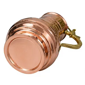 Jarra de agua de cobre hecha a mano con tapa de cúpula, estilo chino tradicional, gran capacidad, exquisita, con múltiples niveles acanalados - Product Image 1