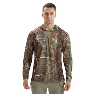 Custom High Quality Men's Blue And Camouflage Long Sleeve Hoodie Sublimation Print Quick Dry UPF 50 Fishing Wear - Product Image 4