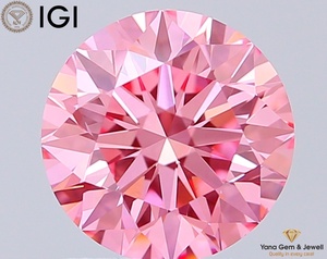 เพชร CVD ที่ได้รับการรับรองจาก IGI น้ำหนัก 1.50 กะรัต ขนาด 7.35 มม. ทรงกลม ความสะอาดระดับ VS1 สีชมพูสดใสแฟนซี สำหรับทำเครื่องประดับตามสั่ง - Product Image 1