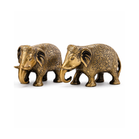 AG Elements Ensemble de figurines d'éléphants Art Déco en aluminium laiton antique, artisanat durable et écologique, 2 pièces, pour table, anniversaire