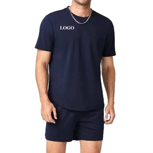 Conjunto de chándal de verano de 2 piezas para hombre, personalizado, vintage, de punto, ecológico, de talla grande, con camisetas - Product Image 1