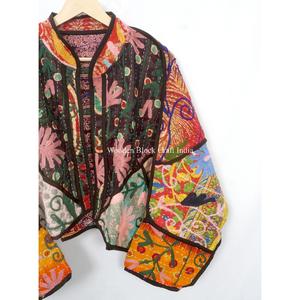 เสื้อแจ็คเก็ตผ้าฝ้ายคันธาคุณภาพดีเยี่ยม งานแฮนด์เมด เสื้อแจ็คเก็ตสำหรับฤดูหนาว แฟชั่นสำหรับผู้หญิง แจ็คเก็ตสั้น ฟรีไซส์ เสื้อผ้าพื้นเมือง - Product Image 6