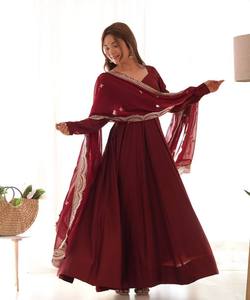 Traje Salwar Chanderi Romano de Lujo con Bordado y Lentejuelas, de Algodón, para Fiestas, Bodas y Eventos, Precio al por Mayor, Prenda Étnica - Product Image 1
