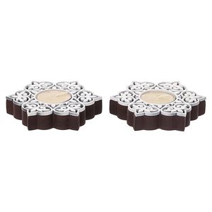 Decorative Wooden Candle Holder Floral Printed Candle <b>Stand</b> Square <b>Tea</b> Light Holder for Home Christmas Decor - Product Image 3