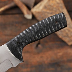 Couteau de chasse industriel à lame fixe Timber Steel Enterprises, pointe clip, acier inoxydable, manche en bois, étui en cuir marron, garantie 1 an - Product Image 2