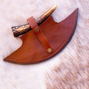 Custom Handmade Forged Ullu <b>Knife</b> Damascus Steel Horn Handle Leather Sheath Eco-Friendly Ambidextrous Modern Dishwasher <b>Safe</b> - Product Image 6