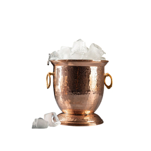 Seau à glace en cuivre à double paroi isolé, en acier inoxydable martelé, refroidisseur à vin et champagne avec couvercle pour bar à domicile - Vente en gros - Product Image 5