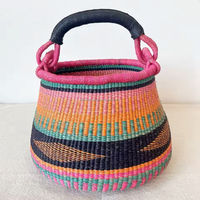 Panier de rangement circulaire en jonc de mer Bolga fait main, écologique, durable, personnalisable, fournisseur OEM Vietnam, multifonctionnel