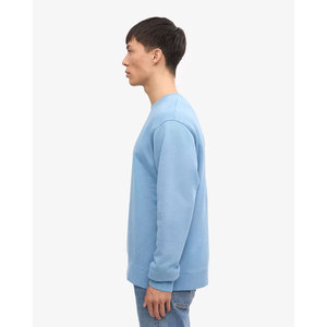 Sweat-shirt à col rond surdimensionné pour homme, bleu clair uni, en coton French Terry, coupe décontractée, style automne - Product Image 3