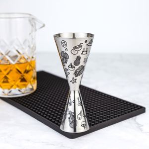Tiki Etching 1+2oz Dual <b>Ended</b> 304 Stainless Steel Mr.Slim <b>Bar</b> Jigger Bartender Tools Metal Ounce Cup with 10/20/45ml Measurement - Product Image 1