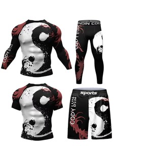 Vêtements de sport de compression pour hommes, design personnalisé, polyester et spandex, sublimation intégrale, vente en gros, best-seller pour MMA et BJJ. - Product Image 1
