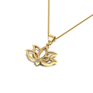 จี้สร้อยคอรูปดอกบัวประดับเพชร E VS1 เพชรเลี้ยงในห้องปฏิบัติการ ทองคำ 14K สีโรสโกลด์ ดีไซน์ดอกบัว ดูเหมือนเพชร เครื่องประดับทางจิตวิญญาณ สร้อยคอโยคะ - Product Image 4
