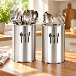 Support à couverts en acier inoxydable, organisateur d'ustensiles sur pied, étagère de rangement pour outils de cuisine à un seul niveau - Product Image 4