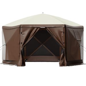 Carpa de camping desplegable de 10 x 10 pies con 6 lados, mosquitera, bolsa de transporte portátil y estacas para el suelo - Product Image 1