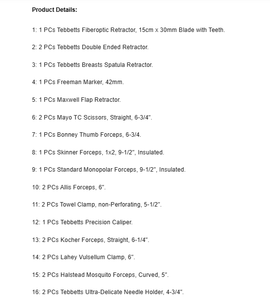 ชุดเครื่องมือเสริมหน้าอก 38 ชิ้น ชุดผ่าตัดศัลยกรรมพลาสติก สแตนเลสสตีล ชุดผ่าตัดเสริมความงาม OEM ครบชุด - Product Image 4