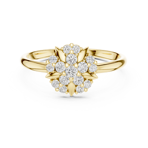 Bague en or massif 14 carats pour femme, sertie d'un diamant rond minimaliste stylisé, idéale pour un cadeau, une demande en mariage, un anniversaire ou un mariage. - Product Image 1