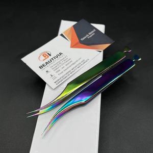 Professionnel En Acier Inoxydable Arc-En-Plasma Volume Fermé Extensions De Cils Pince À Épiler Outil D'isolation Pointu - Product Image 2