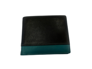 WRIZA Black and Petrol Cow Leather <b>RFID</b> <b>Blocking</b> Bifold <b>Wallet</b>-Durable Slim Daily Use Handcrafted Genuine Leather Gift - Product Image 4