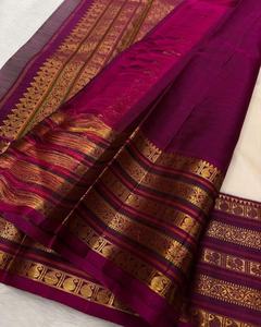 Sari traditionnel en soie de Banarasi avec broderie Zari dorée, chemisier non cousu, multicolore, pour occasions spéciales et fêtes 72172 - Product Image 3