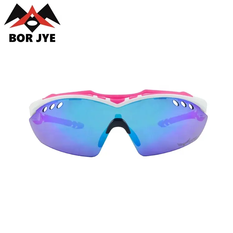 Borjye J127B changeable arm laser logo blue lens sport glasses for women