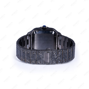 Reloj Iced Out con Diamantes de Moissanita Negros, Reloj de Lujo Hip Hop para Hombre con Números Romanos - Product Image 4