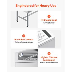 Lavello Commerciale in Acciaio Inox 304 Calibro 18 con 3 Scomparti e Vasca 25x35x25 cm, Doppio Scarico per Bar - Product Image 5