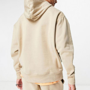 Felpa con Cappuccio Oversize da Uomo in Cotone Felpato Beige con Stampa Chicago U.<span class=keywords><strong>S</strong></span>.A, Abbigliamento Casual Autunnale - Product Image 3