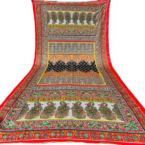 Otoño Invierno mujer suave cálido un lado multicolor bufanda étnica dibujado a mano impresión seda sólida Balochi chales al por mayor - Product Image 1