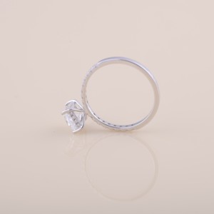 IGI Certified Princess Cut Diamond Engagement & Wedding Ring with Pavé Band in <b>Solid</b> 925 Sterling <b>Silver</b> - Product Image 6