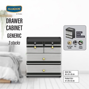 <b>Drawer</b> Cabinet Generic (3 Stacks) Multifunctional Perfect for Versatile <b>Storage</b> Combining Durability with Modern Design - Product Image 4