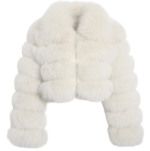 Chaqueta de Piel Sintética Blanca, Chaqueta Corta y Esponjosa, Chaqueta Gruesa de Talla Grande, Ropa Exterior con Cierre de Cremallera, Chaqueta de Piel Sintética - Product Image 1
