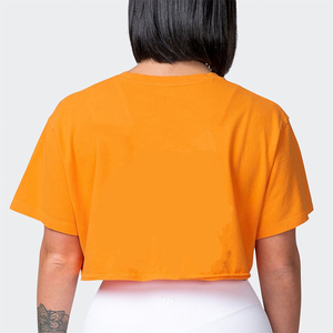 เสื้อยืดครอปผู้หญิงผ้าฝ้ายดีไซน์ล่าสุด แฟชั่นฤดูร้อน สีสันตามสั่ง ระบายอากาศได้ดี แห้งเร็ว สวมใส่สบายสำหรับผู้ใหญ่ - Product Image 3